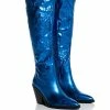 AZALEA WANG AFTER PARTY METALLIC WESTERN BOOT IN BLUE -Azalea Wang store azalea wang after party metallic western boot in blue blue 1 1