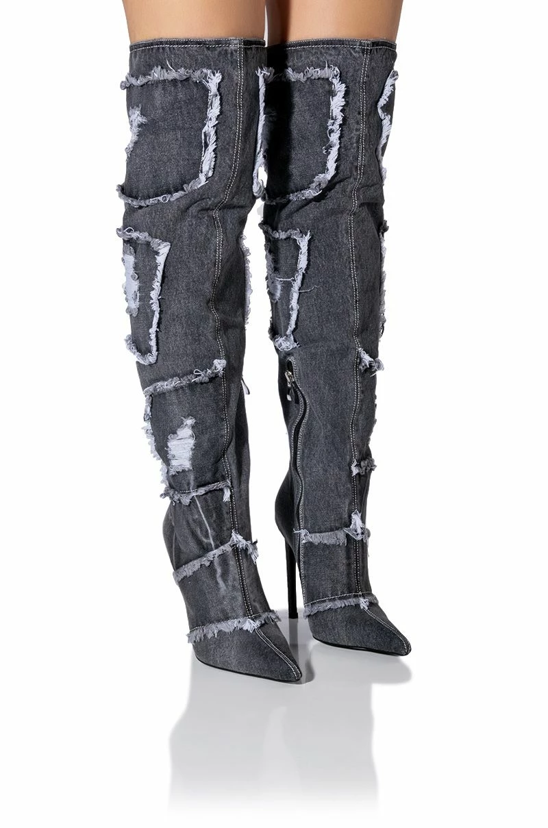 AZALEA WANG ALL MINE DISTRESSED DENIM BOOT IN DARK DENIM 3 AZALEA WANG ALL MINE DISTRESSED DENIM BOOT IN DARK DENIM