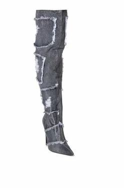 AZALEA WANG ALL MINE DISTRESSED DENIM BOOT IN DARK DENIM 9 AZALEA WANG ALL MINE DISTRESSED DENIM BOOT IN DARK DENIM -Azalea Wang store azalea wang all mine distressed denim boot in dark denim denim 3 3