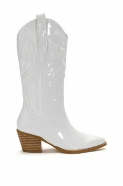 Alternative view of AZALEA WANG ANDREA CHUNKY WESTERN BOOT IN WHITE