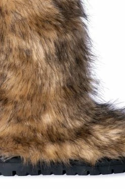 AZALEA WANG ASPEN FURRY BROWN MULTI BOOTIE -Azalea Wang store azalea wang aspen furry brown multi bootie brown 5 5