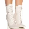 AZALEA WANG ASTORIA LACE UP STILETTO BOOTIE IN BONE -Azalea Wang store azalea wang astoria lace up stiletto bootie in bone bone 1 1