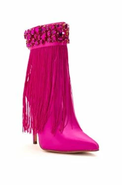 Alternative view of AZALEA WANG AVERI EMBELLISHED FRINGE BOOTIE IN PINK