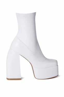 Alternative view of AZALEA WANG BE YOUR GIRL CHUNKY PLATFORM BOOTIE WITH 4 WAY STRETCH IN WHITE