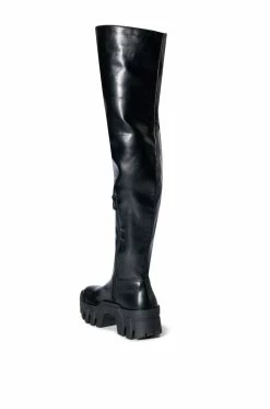 AZALEA WANG BIG STEPPER THIGH HIGH FLATFORM BOOT IN BLACK -Azalea Wang store azalea wang big stepper thigh high flatform boot in black black 4 4