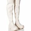 AZALEA WANG BIG STEPPER THIGH HIGH FLATFORM BOOT IN CREAM -Azalea Wang store azalea wang big stepper thigh high flatform boot in cream cream 1 1