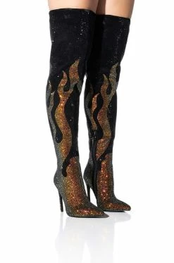 AZALEA WANG BLING OF FIRE STILETTO BOOT IN BLACK