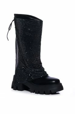 AZALEA WANG BLOOMFIELD EMBELLISHED BOOT IN BLACK -Azalea Wang store azalea wang bloomfield embellished boot in black black 3 3