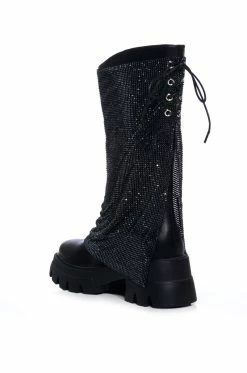 AZALEA WANG BLOOMFIELD EMBELLISHED BOOT IN BLACK -Azalea Wang store azalea wang bloomfield embellished boot in black black 4 4