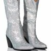AZALEA WANG BOOSTS SILVER EMBELLISHED WESTERN BOOT -Azalea Wang store azalea wang boosts silver embellished western boot white 1 1