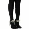 AZALEA WANG CAESAR KNEE HIGH RHINESTONE FRINGE BOOT IN BLACK -Azalea Wang store azalea wang caesar knee high rhinestone fringe boot in black black 1 1 c1 c1