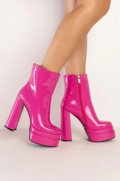 AZALEA WANG CANDY PAINT CHUNKY PLATFORM BOOTIE IN FUCHSIA -Azalea Wang store azalea wang candy paint chunky platform bootie in fuchsia fuchsia 2 2
