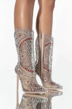 AZALEA WANG CENTER OF ATTENTION WESTERN STILETTO BOOTIE IN NUDE