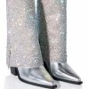 AZALEA WANG CRYSTALIZED RHINESTONE EMBELLISHED WESTERN BOOT IN SILVER -Azalea Wang store azalea wang crystalized rhinestone embellished western boot in silver silver 1 1