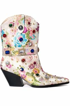 Alternative view of AZALEA WANG DILIGENT GEM EMBELLISHED BROCADE WESTERN BOOTIE IN BONE