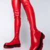 AZALEA WANG DO IT TO YA FLATFORM BOOT WITH 4 WAY STRETCH IN RED -Azalea Wang store azalea wang do it to ya flatform boot in red red 1c1