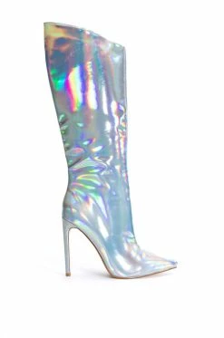 Alternative view of AZALEA WANG DONT WANNA FALL IN LOVE HOLOGRAPHIC STILETTO BOOT IN SILVER