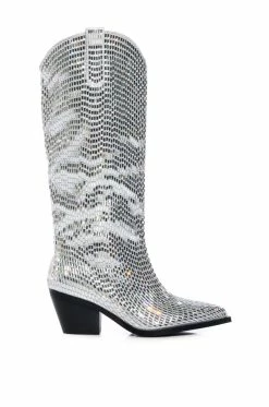Alternative view of AZALEA WANG DRIVEN RHINESTONE WESTERN BOOT IN SILVER