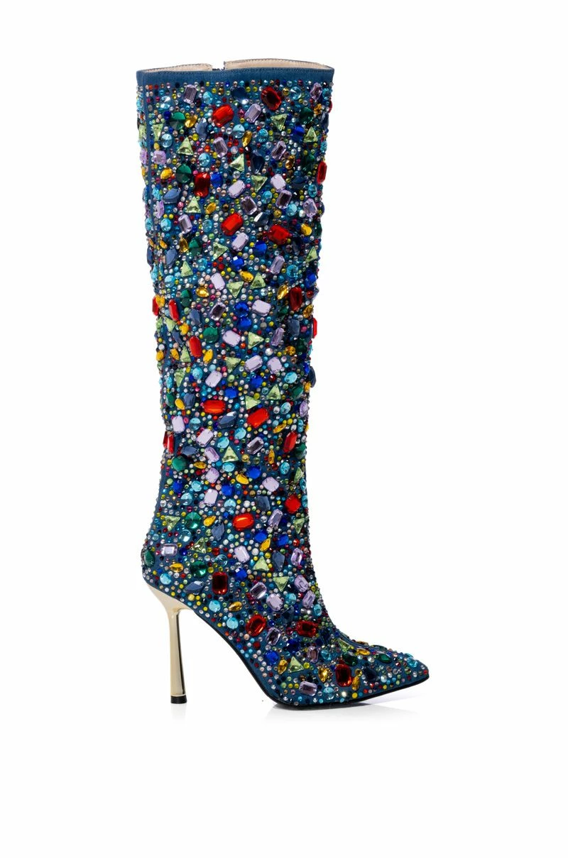 AZALEA WANG EMBER RHINESTONE DENIM STILETTO BOOT IN MULTI 4 AZALEA WANG EMBER RHINESTONE DENIM STILETTO BOOT IN MULTI - Image 2