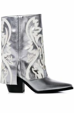 Alternative view of AZALEA WANG ESPERANZA WESTERN STYLE BOOTIE IN METALLIC SILVER