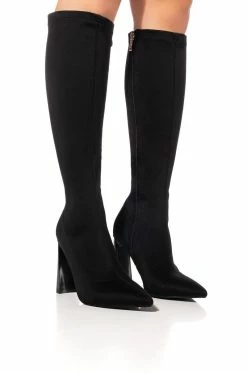 AZALEA WANG ESTATE NEOPRENE KNEE HIGH BOOT IN BLACK