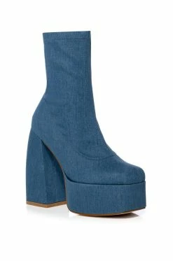 Alternative view of AZALEA WANG BE YOUR GIRL CHUNKY PLATFORM BOOTIE IN DENIM