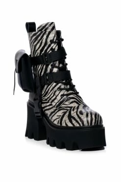 Alternative view of AZALEA WANG FOLLOW CHUNKY COMBAT BOOTIE IN ZEBRA