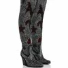 AZALEA WANG GO WITH THE FLOW WESTERN THIGH HIGH CHUNKY HEEL BOOT -Azalea Wang store azalea wang go with the flow western thigh high chunky heel boot black 1 1