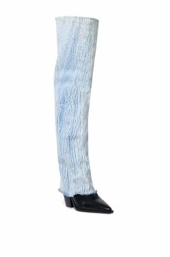 AZALEA WANG HEARD ABOUT YOU DENIM FOLD OVER BOOT -Azalea Wang store azalea wang heard about you denim fold over boot denim 3 3