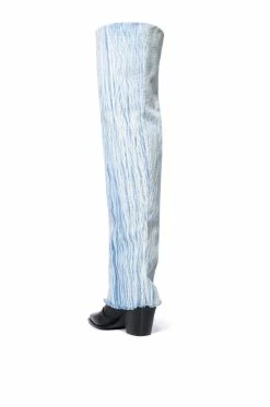 AZALEA WANG HEARD ABOUT YOU DENIM FOLD OVER BOOT -Azalea Wang store azalea wang heard about you denim fold over boot denim 4 4