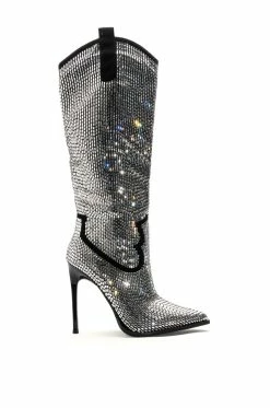 Alternative view of AZALEA WANG HEIDEMARIE WESTERN RHINESTONE STILETTO BOOT IN SILVER