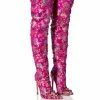 AZALEA WANG HER MAJESTY EMBELLISHED ABOVE THE KNEE BOOT IN PINK
