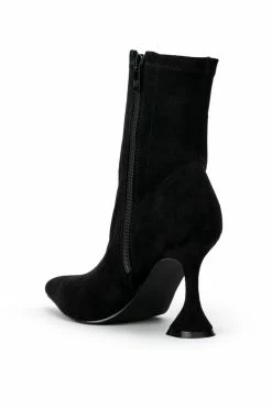 AZALEA WANG ITS MY LIFE CHUNKY BOOTIE IN BLACK STRETCH SUEDE -Azalea Wang store azalea wang its my life chunky bootie in black stretch suede black 4 4
