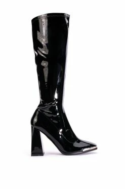 Alternative view of AZALEA WANG JAZZY PATENT KNEE HIGH BOOT IN BLACK