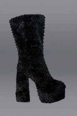 AZALEA WANG JERUSHA FUR CHUNKY BOOT IN BLACK -Azalea Wang store azalea wang jerusha fur chunky boot in black black 1 1 c1
