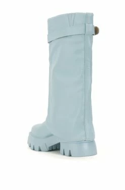 AZALEA WANG JET FOLD OVER FLATFORM BOOT IN BLUE -Azalea Wang store azalea wang jet fold over flatform boot in blue blue 4 4