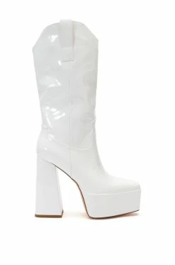 Alternative view of AZALEA WANG KACEY CHUNKY PATENT WESTERN BOOT IN WHITE