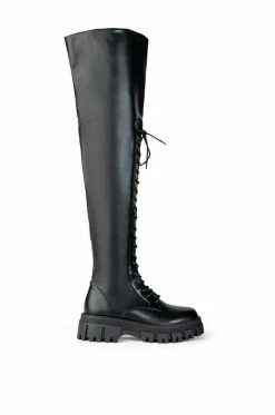 Alternative view of AZALEA WANG KANE OVER THE KNEE FLATFORM BOOT IN BLACK