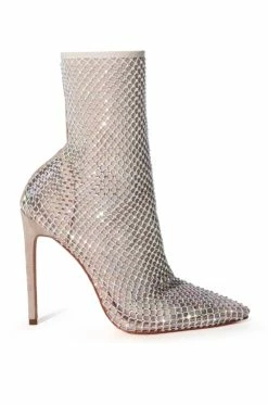 Alternative view of AZALEA WANG KATE BLING MESH BOOTIE IN NUDE