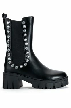 Alternative view of AZALEA WANG LINCOLN RHINESTONE FLATFORM CHELSEA BOOT IN BLACK