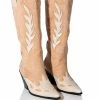 AZALEA WANG LOVE AND LIGHT MID CALF CHUNKY WESTERN BOOT IN NUDE -Azalea Wang store azalea wang love and light mid calf chunky western boot in nude nude 1 1