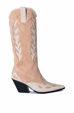 Alternative view of AZALEA WANG LOVE AND LIGHT MID CALF CHUNKY WESTERN BOOT IN NUDE