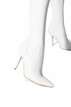 AZALEA WANG LOVE IS IN THE AIR SEXY STILETTO PANT BOOT IN WHITE PU -Azalea Wang store azalea wang love is in the air sexy stiletto pant boot in white pu white 6 6