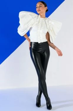 AZALEA WANG LOVE IS IN THE AIR SEXY STILETTO PANT BOOT WITH 4 WAY STRETCH IN BLACK PU -Azalea Wang store azalea wang love is in the air sexy stiletto pant boot with four way stretch in black pu black pu 12 12