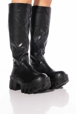 AZALEA WANG LYRICA CHUNKY BOOT IN BLACK PU