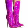 AZALEA WANG MAKE MY HEART SKIP A BEAT HOLOGRAPHIC STILETTO BOOTIE IN PINK -Azalea Wang store azalea wang make my heart skip a beat holographic stiletto bootie in pink pink 1 1