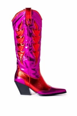 Alternative view of AZALEA WANG MAZIE CHUNKY WESTERN BOOT IN PINK