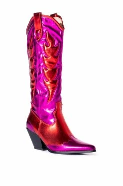 AZALEA WANG MAZIE CHUNKY WESTERN BOOT IN PINK -Azalea Wang store azalea wang mazie chunky western boot in pink pink 3 3