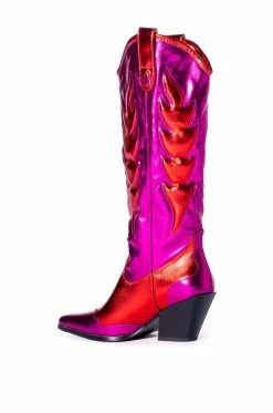 AZALEA WANG MAZIE CHUNKY WESTERN BOOT IN PINK -Azalea Wang store azalea wang mazie chunky western boot in pink pink 4 4