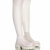 AZALEA WANG MILLY THIGH HIGH FLATFORM BOOT WITH 4 WAY STRETCH IN BONE -Azalea Wang store azalea wang milly thigh high flatform boot in bone stretch bone 1 1 c1
